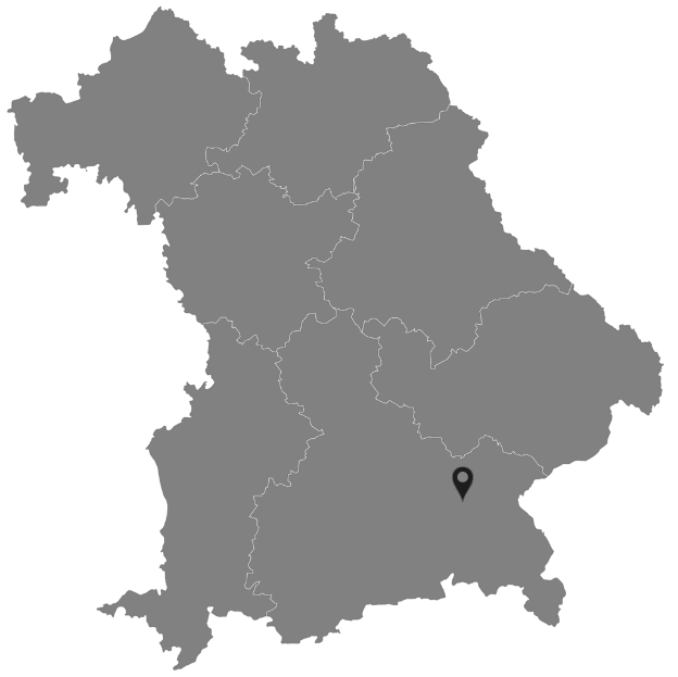 Karte von Bayern mit Standort vom Laden in München